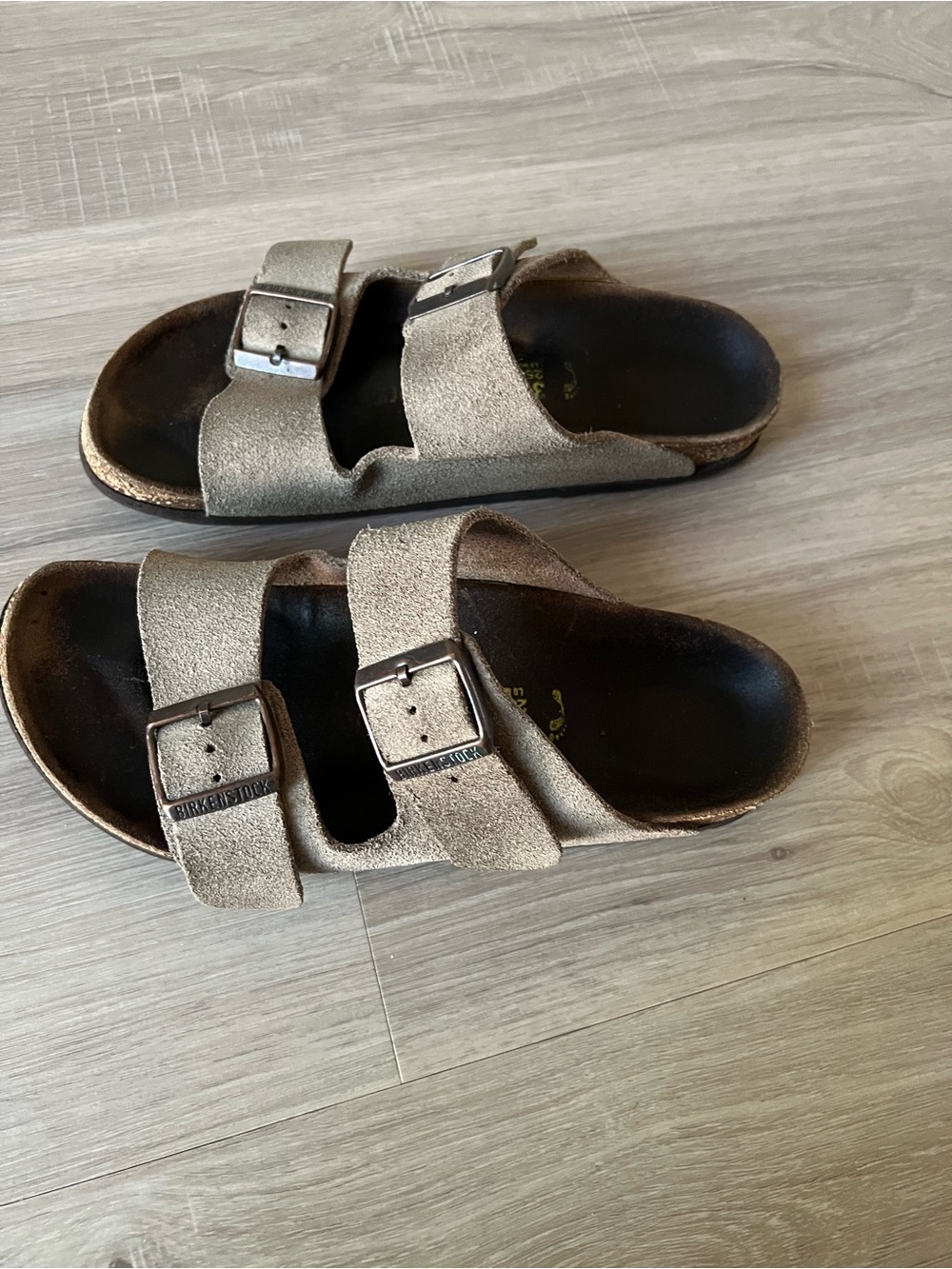 Birkenstock Arizona Taupe Suede Sandals Adjustable Slides Germany - M39 /Unisex